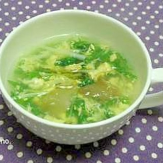 簡単美味しい♪水菜とザーサイの玉子スープ